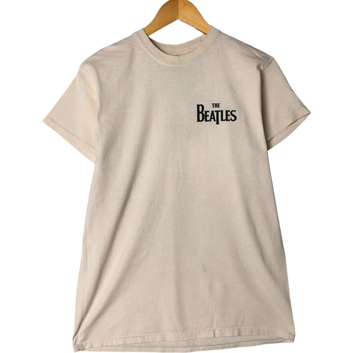 THE BEATLES Band T-shirt, Men's M size cotton Beige type Vintage Second Hand