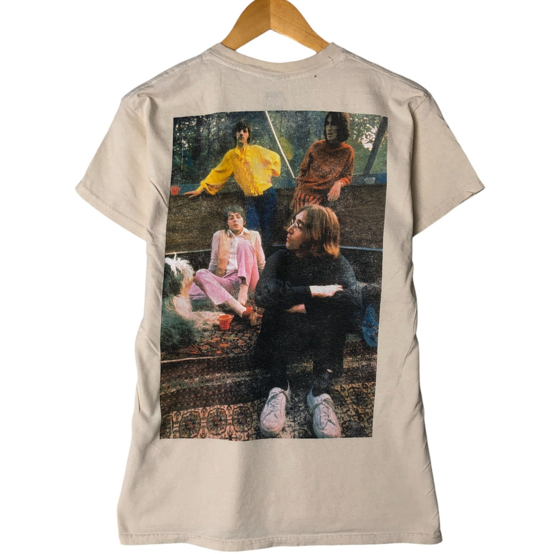 THE BEATLES Band T-shirt, Men's M size cotton Beige type Vintage Second Hand