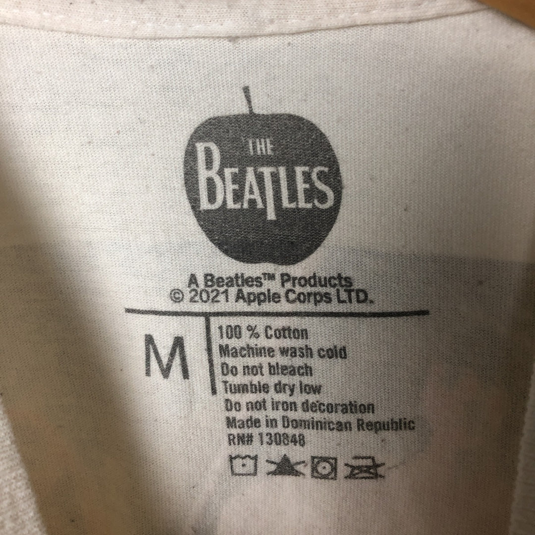 THE BEATLES Band T-shirt, Men's M size cotton Beige type Vintage Second Hand