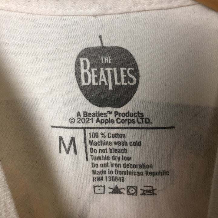 THE BEATLES Band T-shirt, Men's M size cotton Beige type Vintage Second Hand