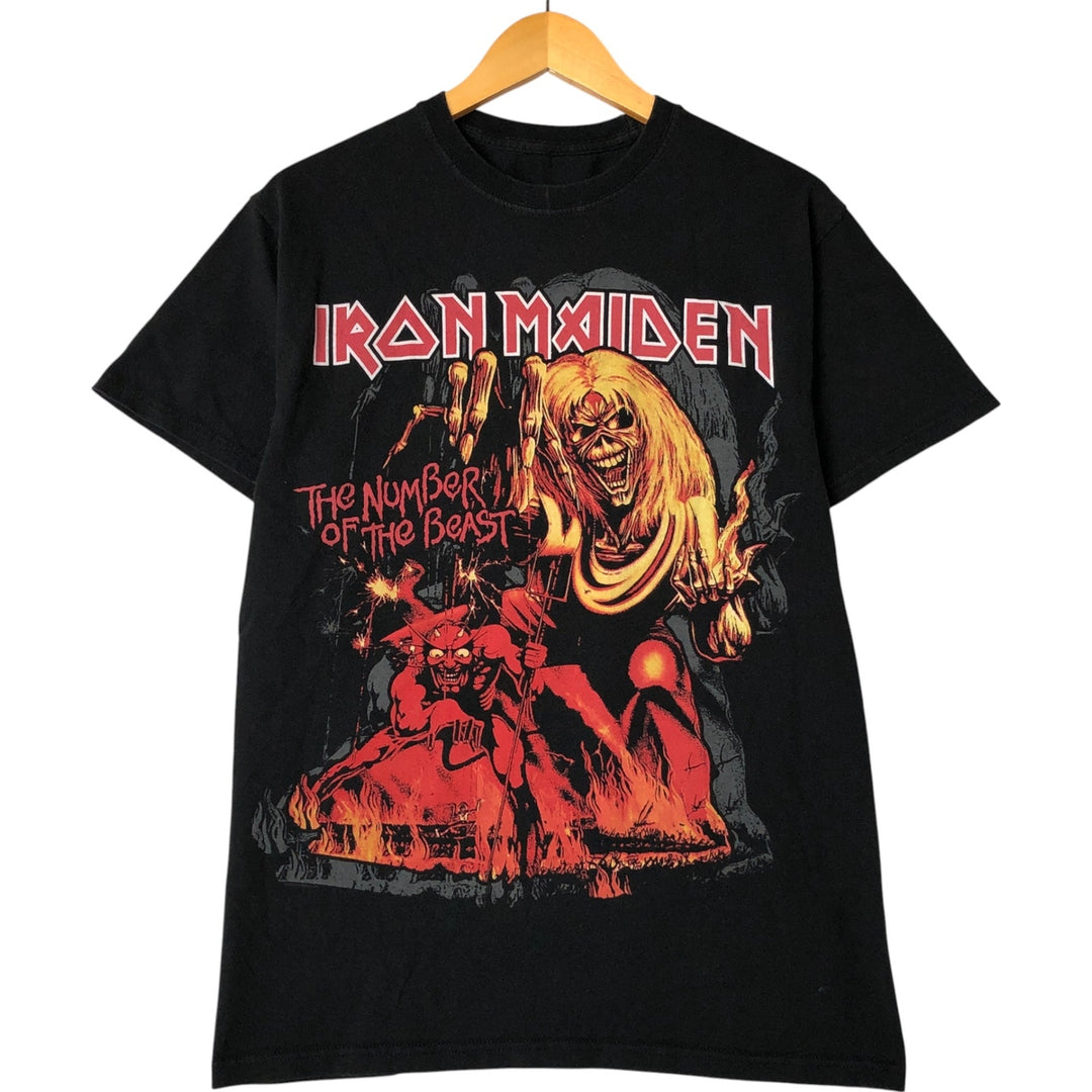 IRON MAIDEN Iron Maiden Band T-shirt Band T Men's S size unclear black type Vintage Second Hand