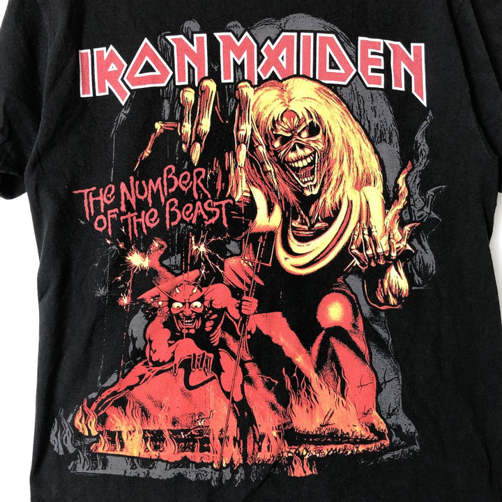 IRON MAIDEN Iron Maiden Band T-shirt Band T Men's S size unclear black type Vintage Second Hand