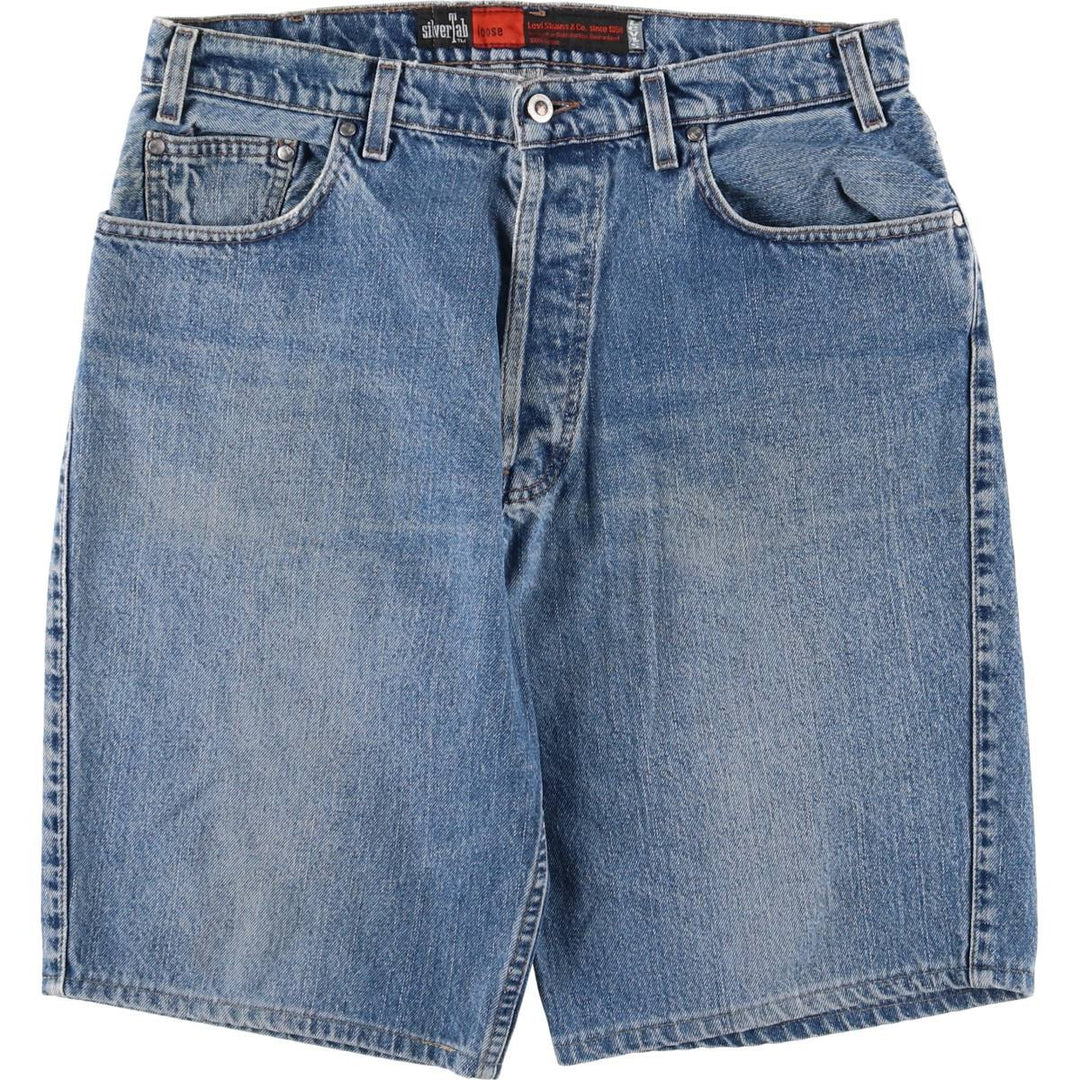 90'S Levi's Silver Tab LOOSE Denim Shorts, Made in USA, Men's, W35, Vintage cotton blue type Vintage Second Hand