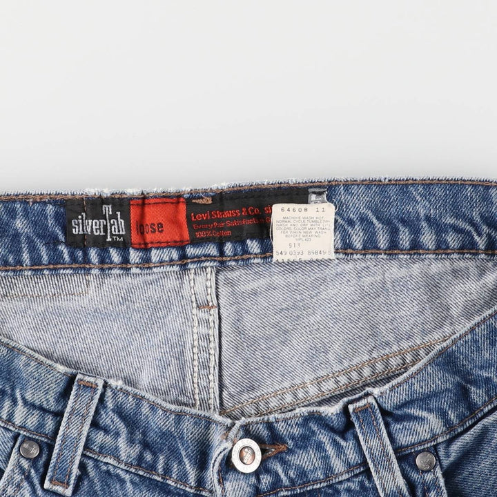 90'S Levi's Silver Tab LOOSE Denim Shorts, Made in USA, Men's, W35, Vintage cotton blue type Vintage Second Hand