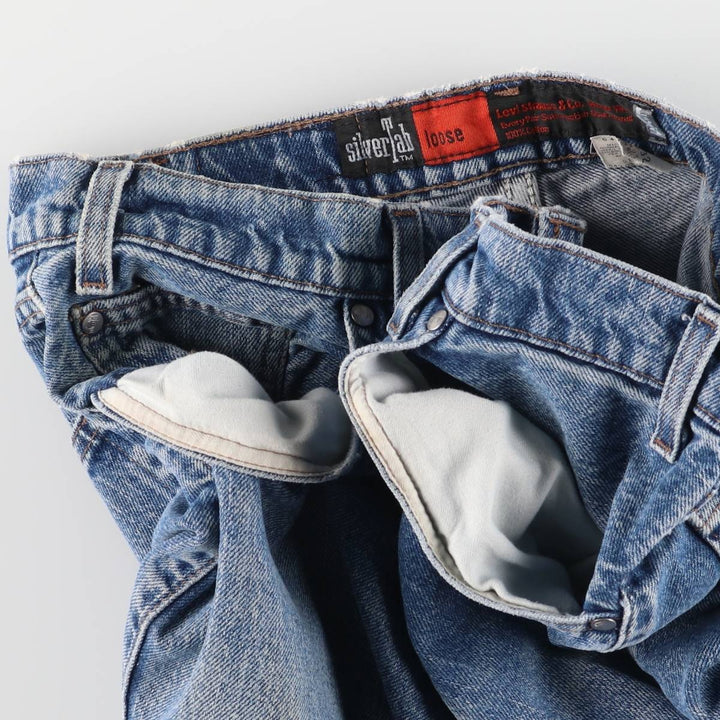 90'S Levi's Silver Tab LOOSE Denim Shorts, Made in USA, Men's, W35, Vintage cotton blue type Vintage Second Hand