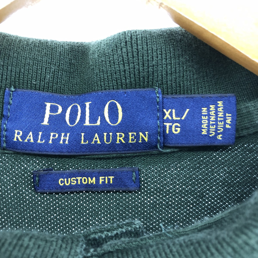 Ralph Lauren POLO RALPH LAUREN CUSTOM FIT short sleeve polo shirt men's XL equivalent cotton Green type dark green Vintage Second Hand