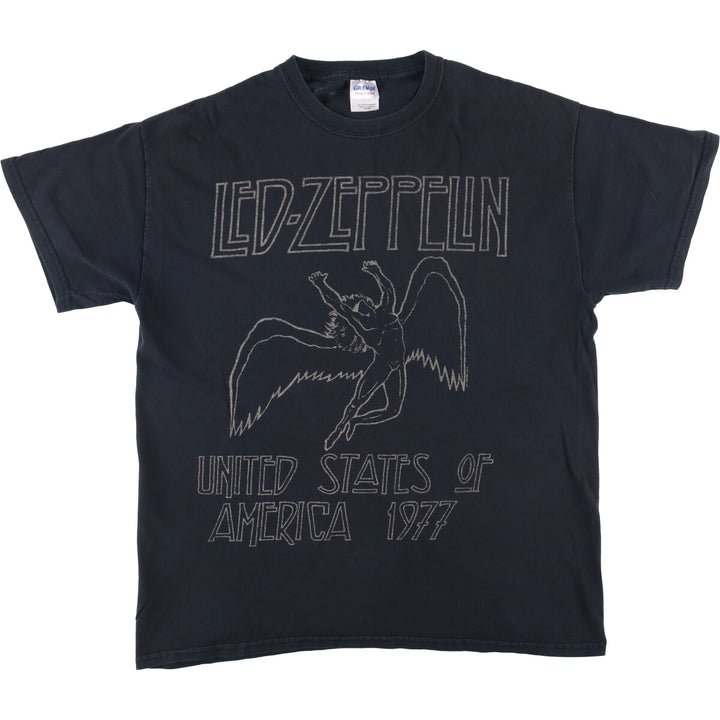 Gildan LED ZEPPELIN Band T-shirt, Men's L size cotton black type Vintage Second Hand