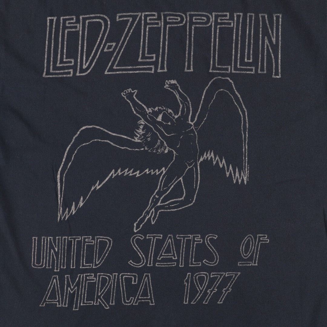 Gildan LED ZEPPELIN Band T-shirt, Men's L size cotton black type Vintage Second Hand
