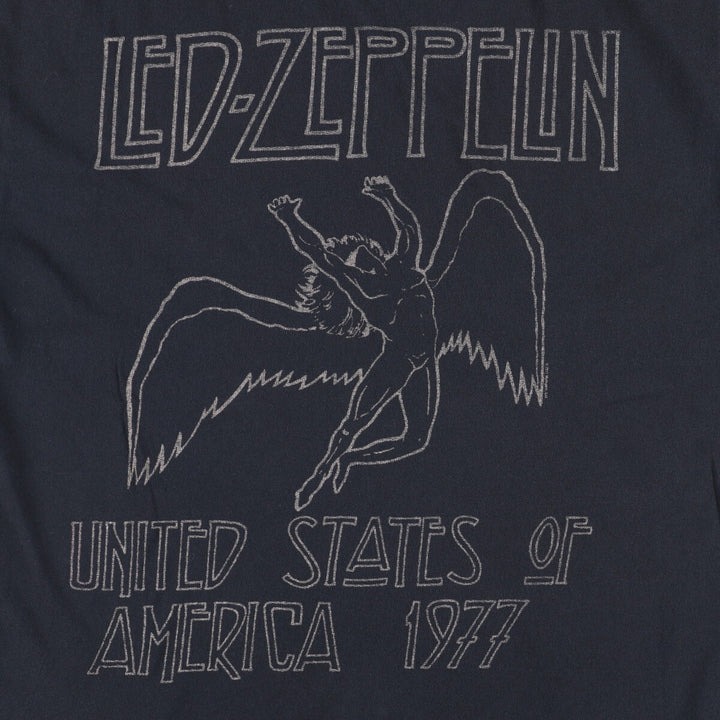 Gildan LED ZEPPELIN Band T-shirt, Men's L size cotton black type Vintage Second Hand