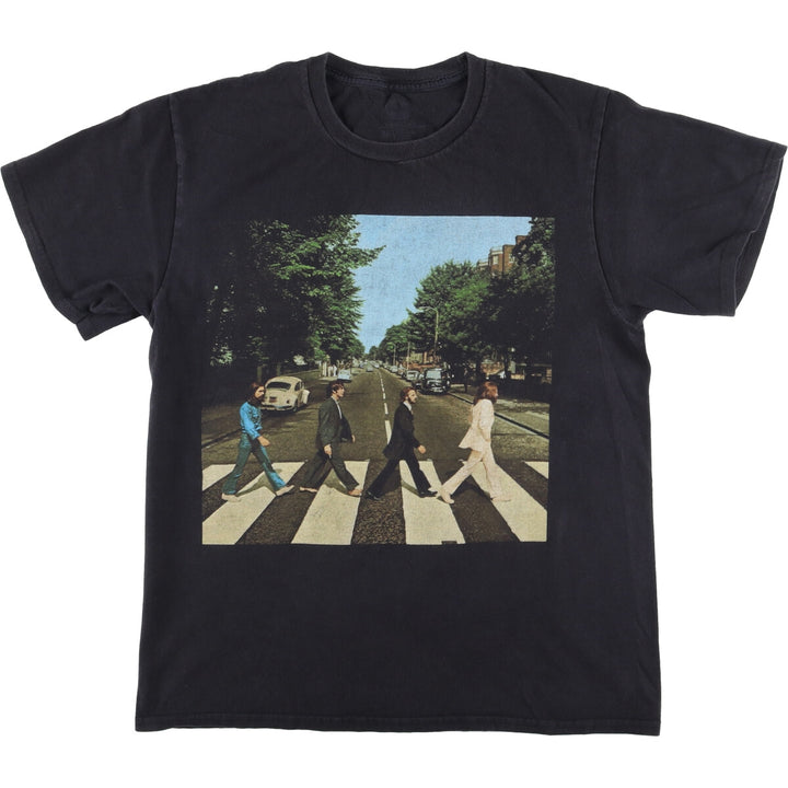 THE BEATLES Band T-shirt, Men's M size unclear black type Vintage Second Hand