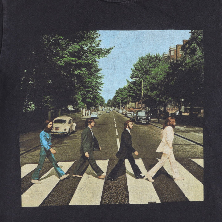 THE BEATLES Band T-shirt, Men's M size unclear black type Vintage Second Hand