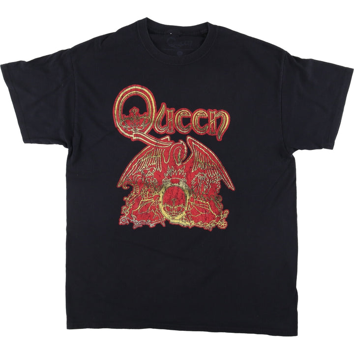 QUEEN Band T-shirt, Men's L size cotton black type Vintage Second Hand