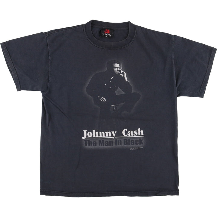00'S ZION JOHNNY CASH Johnny Cash Band T-Shirt Band T Made in USA Men's M Size Double-sided Print cotton black type Vintage Second Hand