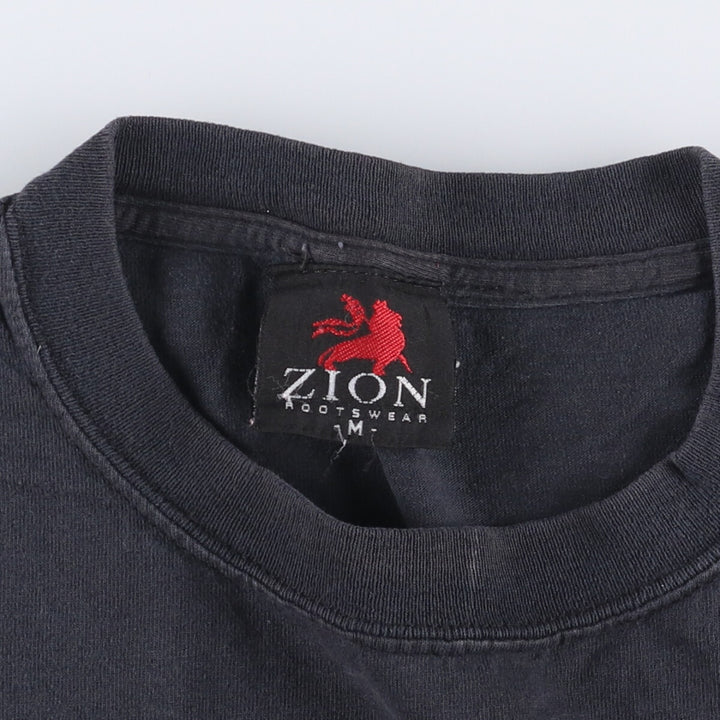 00'S ZION JOHNNY CASH Johnny Cash Band T-Shirt Band T Made in USA Men's M Size Double-sided Print cotton black type Vintage Second Hand
