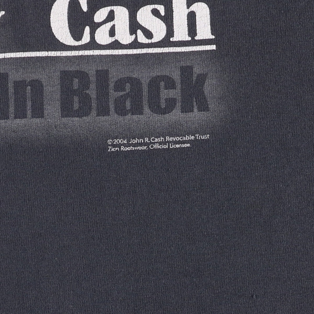 00'S ZION JOHNNY CASH Johnny Cash Band T-Shirt Band T Made in USA Men's M Size Double-sided Print cotton black type Vintage Second Hand