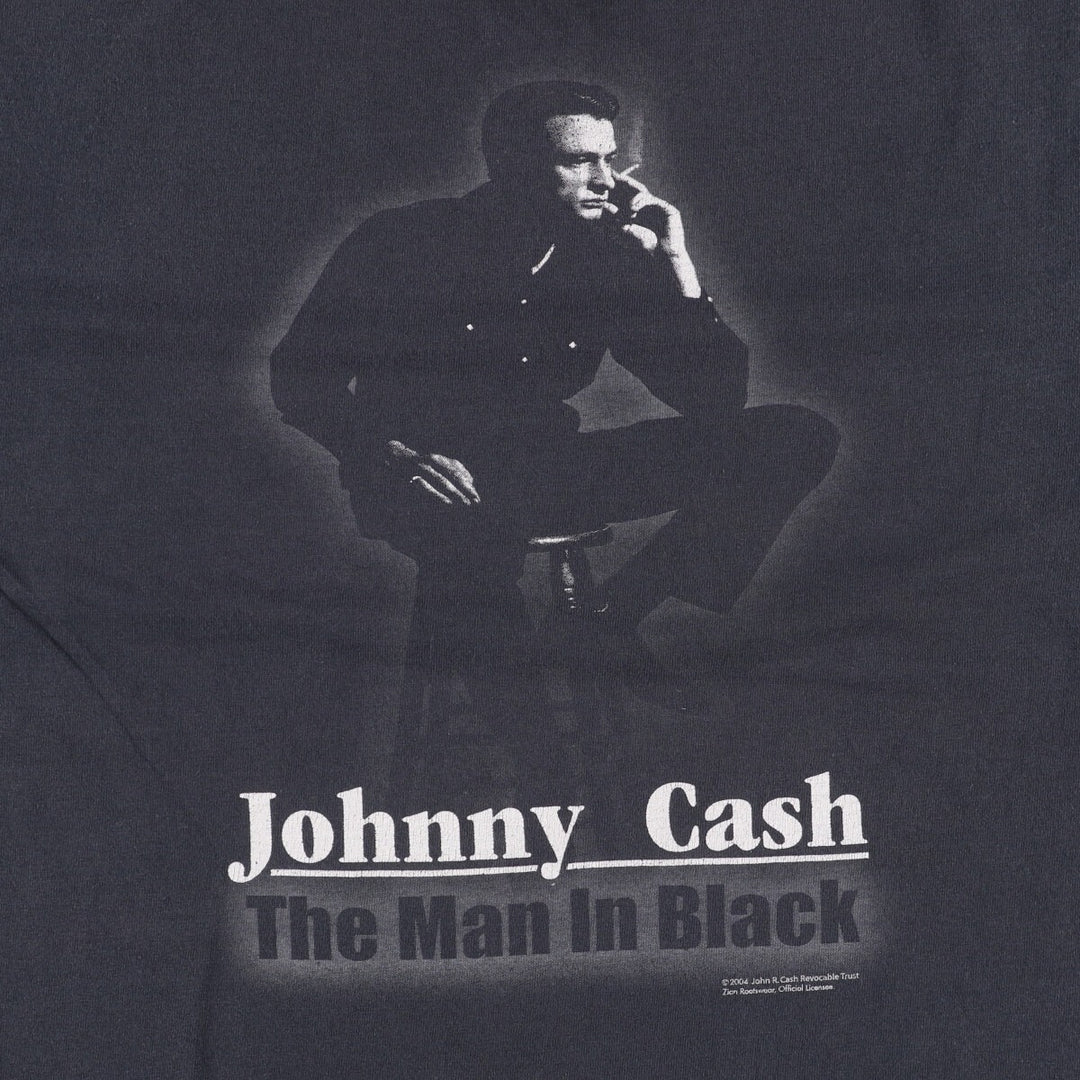 00'S ZION JOHNNY CASH Johnny Cash Band T-Shirt Band T Made in USA Men's M Size Double-sided Print cotton black type Vintage Second Hand