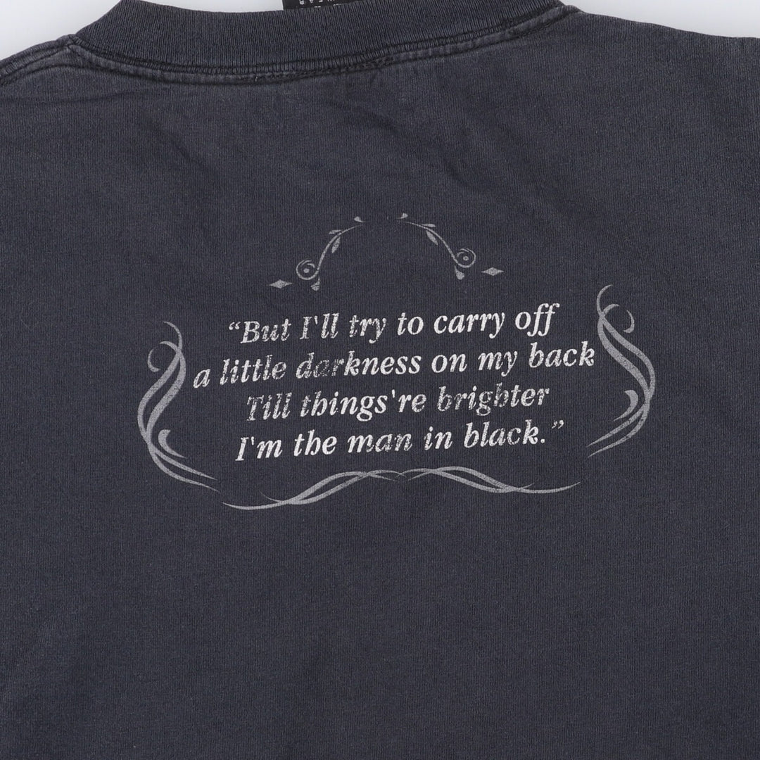 00'S ZION JOHNNY CASH Johnny Cash Band T-Shirt Band T Made in USA Men's M Size Double-sided Print cotton black type Vintage Second Hand