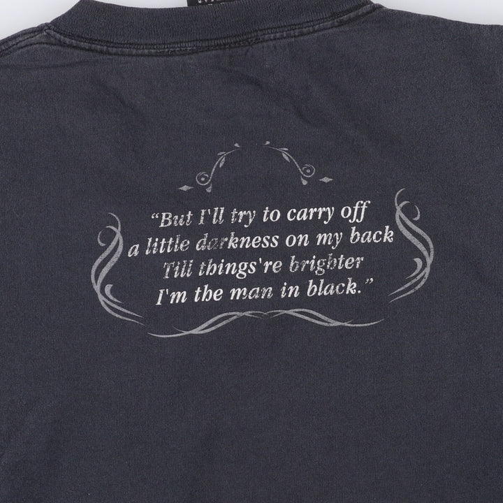 00'S ZION JOHNNY CASH Johnny Cash Band T-Shirt Band T Made in USA Men's M Size Double-sided Print cotton black type Vintage Second Hand
