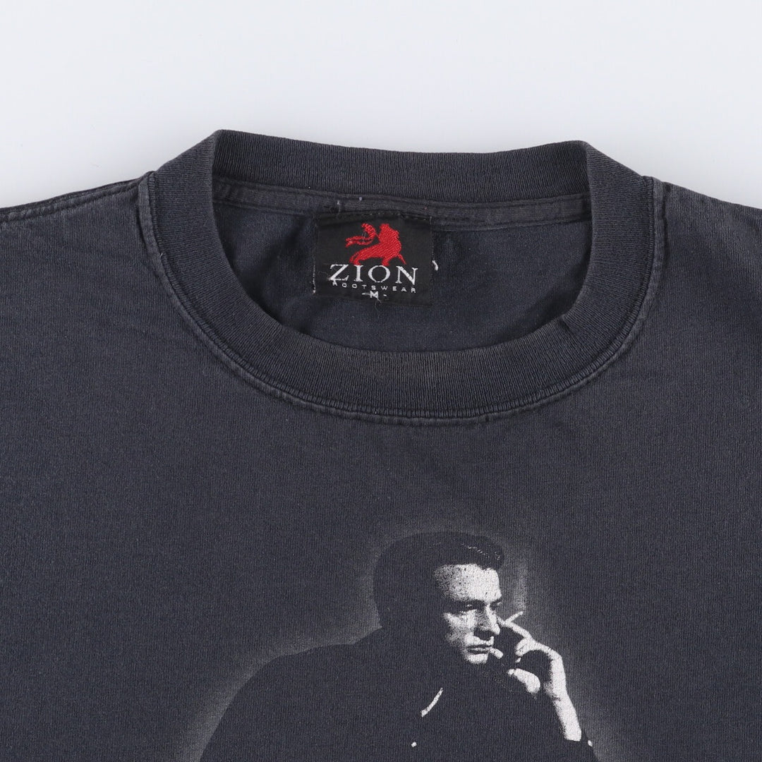 00'S ZION JOHNNY CASH Johnny Cash Band T-Shirt Band T Made in USA Men's M Size Double-sided Print cotton black type Vintage Second Hand