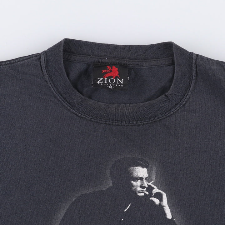 00'S ZION JOHNNY CASH Johnny Cash Band T-Shirt Band T Made in USA Men's M Size Double-sided Print cotton black type Vintage Second Hand