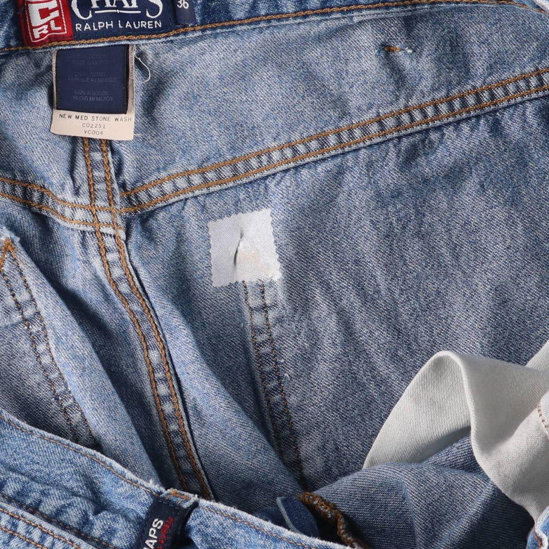 90'S Ralph Lauren CHAPS denim painter shorts, half pants, men's w37 equivalent, vintage cotton blue type Vintage Second Hand
