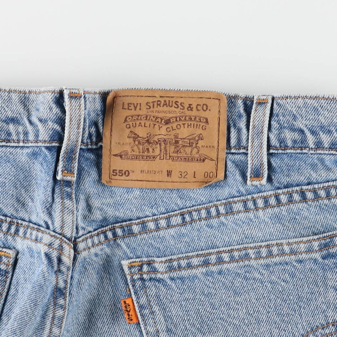 90'S Levi's 550 Relaxed Fit Orange Tab Denim Shorts, Men's, W31, Vintage cotton blue type Vintage Second Hand