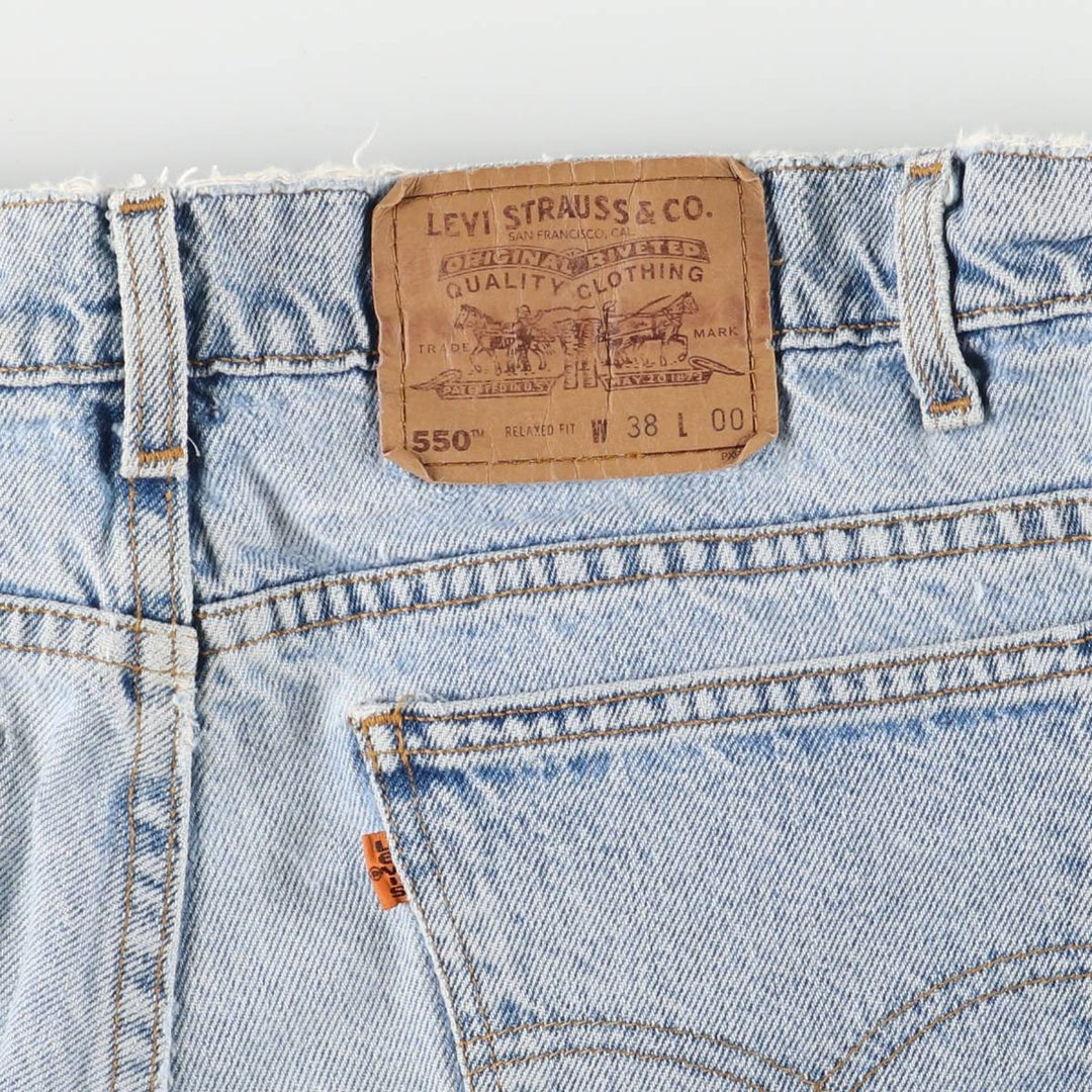 90'S Levi's 550 Relaxed Fit Orange Tab Denim Shorts, Men's, W37, Vintage cotton blue type Vintage Second Hand