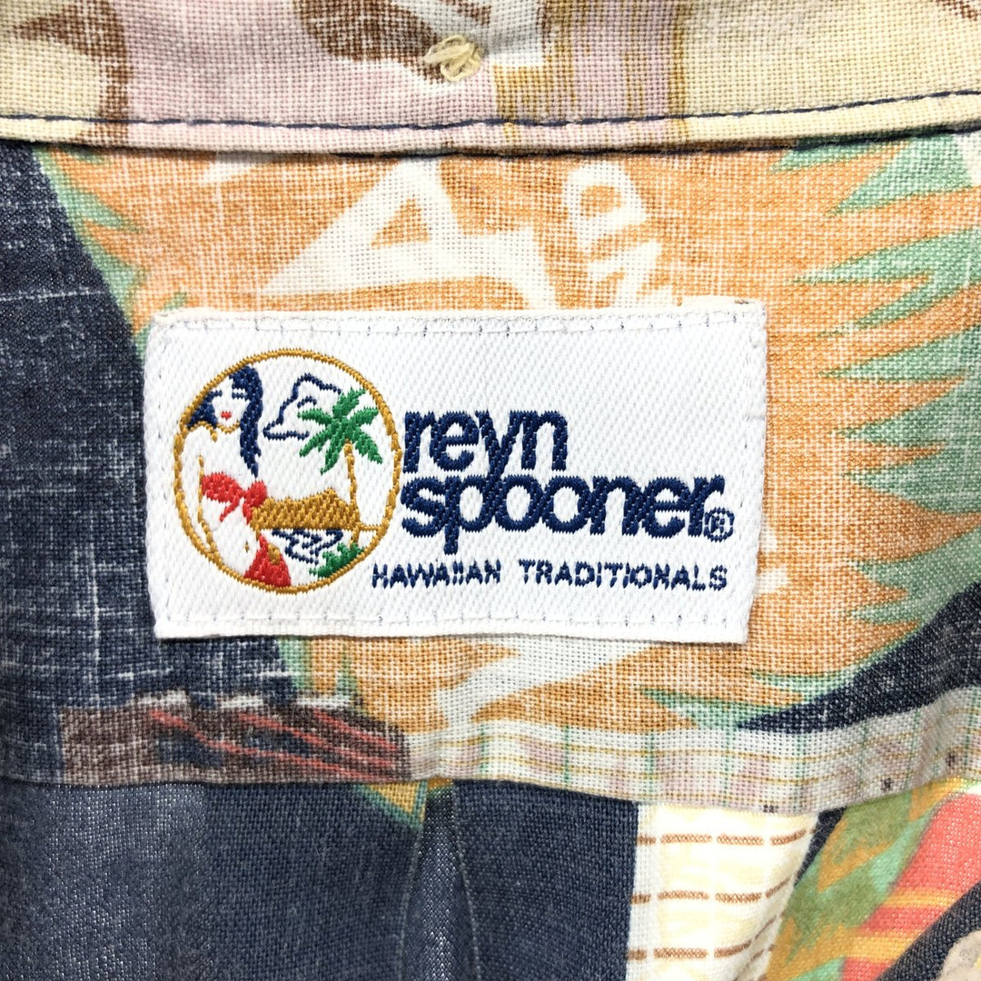 90'S Reyn Spooner all-over print button-down Hawaiian aloha shirt, box shirt, men's XL size, vintage unknown navy blue type Vintage Second Hand