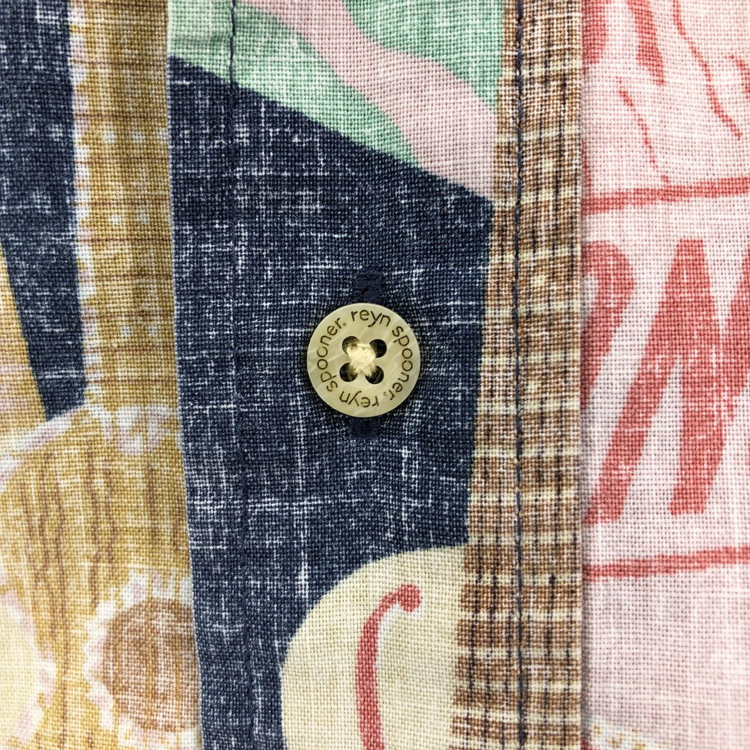 90'S Reyn Spooner all-over print button-down Hawaiian aloha shirt, box shirt, men's XL size, vintage unknown navy blue type Vintage Second Hand
