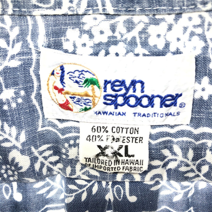 90'S Reyn Spooner Bikini Tag All-Over Print Lahaina Sailor Pullover Button-Down Hawaiian Aloha Shirt cotton navy blue type Vintage Second Hand