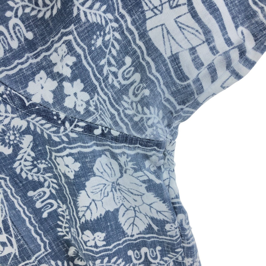 90'S Reyn Spooner Bikini Tag All-Over Print Lahaina Sailor Pullover Button-Down Hawaiian Aloha Shirt cotton navy blue type Vintage Second Hand