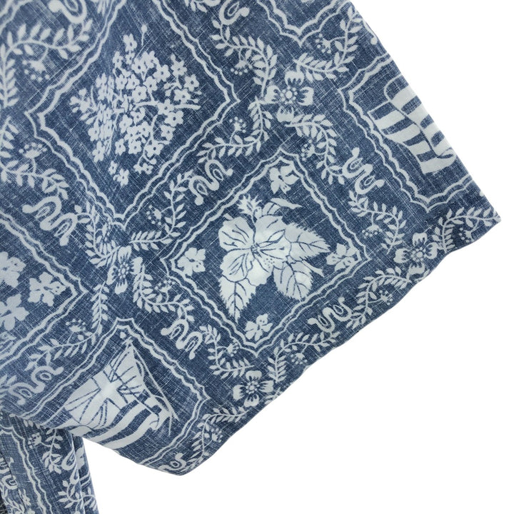 90'S Reyn Spooner Bikini Tag All-Over Print Lahaina Sailor Pullover Button-Down Hawaiian Aloha Shirt cotton navy blue type Vintage Second Hand