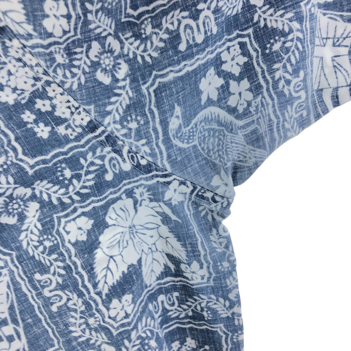 90'S Reyn Spooner Bikini Tag All-Over Print Lahaina Sailor Pullover Button-Down Hawaiian Aloha Shirt cotton navy blue type Vintage Second Hand