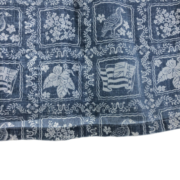90'S Reyn Spooner Bikini Tag All-Over Print Lahaina Sailor Pullover Button-Down Hawaiian Aloha Shirt cotton navy blue type Vintage Second Hand