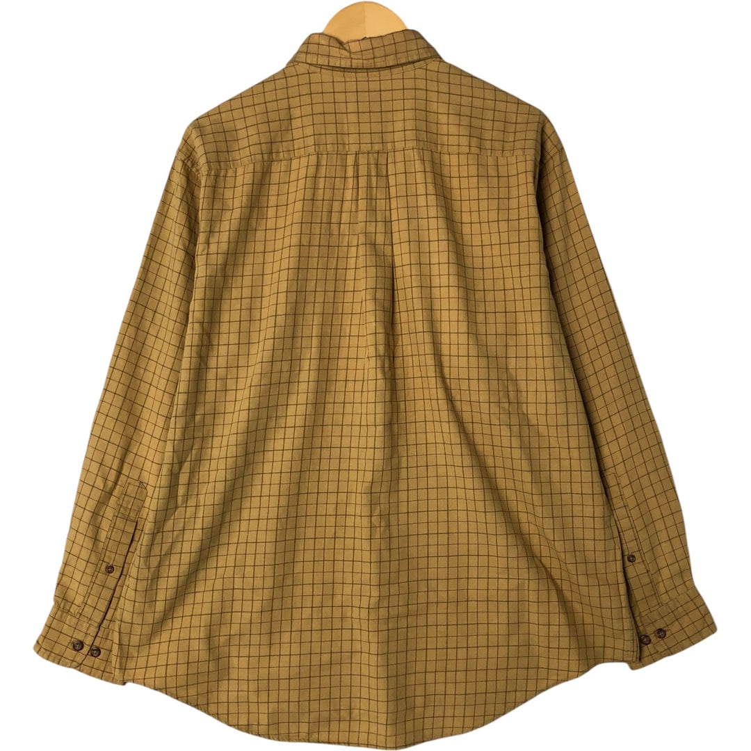 Brooks Brothers 346 Long Sleeve Button-Down Check Shirt, Men's Size L cotton ocher yellow type Vintage Second Hand