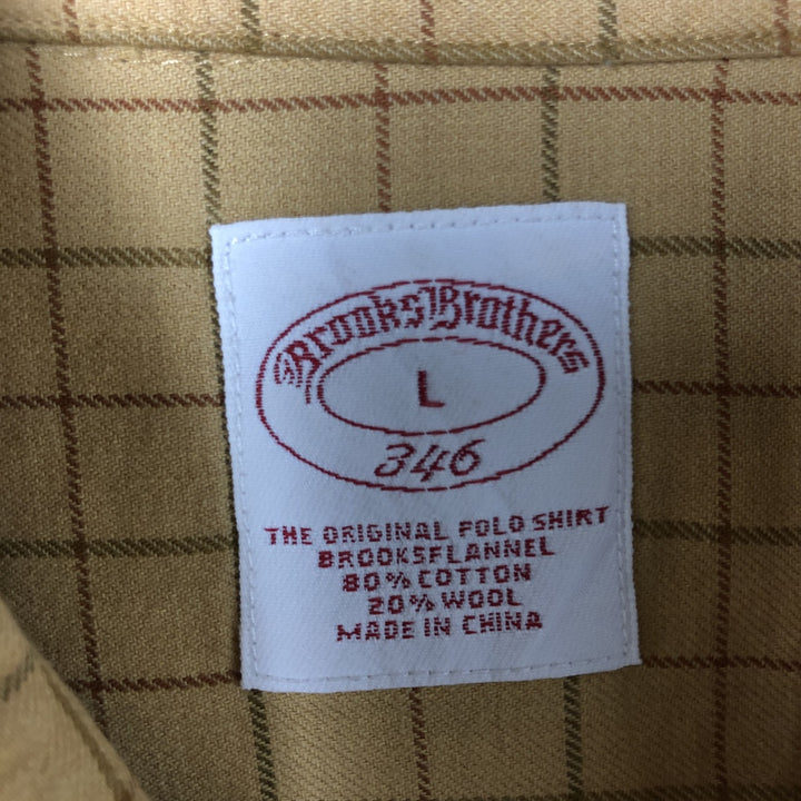 Brooks Brothers 346 Long Sleeve Button-Down Check Shirt, Men's Size L cotton ocher yellow type Vintage Second Hand