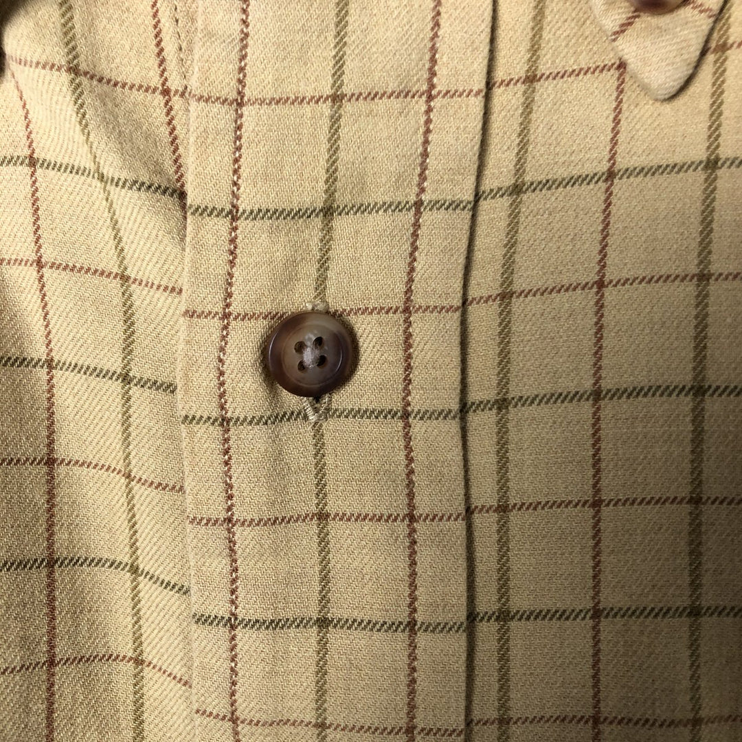 Brooks Brothers 346 Long Sleeve Button-Down Check Shirt, Men's Size L cotton ocher yellow type Vintage Second Hand