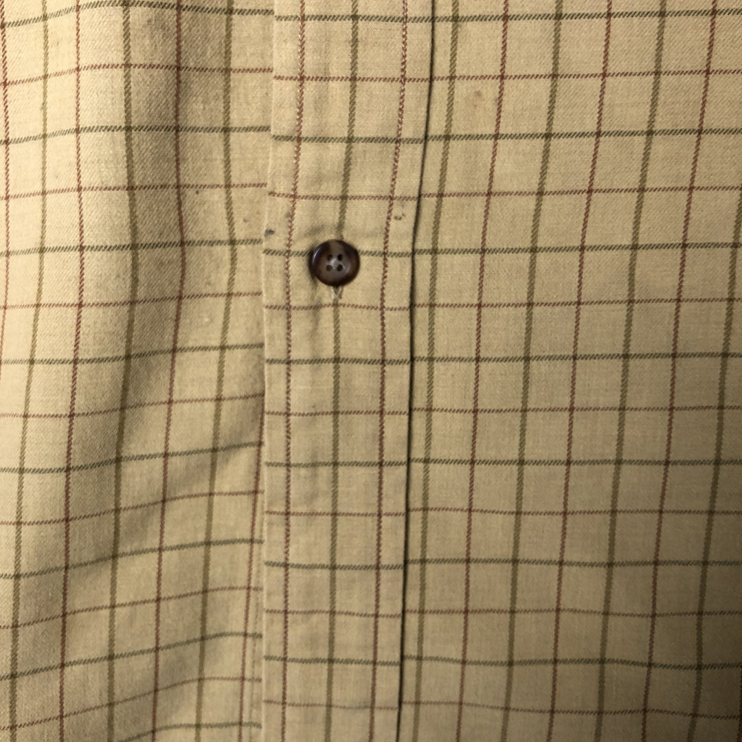 Brooks Brothers 346 Long Sleeve Button-Down Check Shirt, Men's Size L cotton ocher yellow type Vintage Second Hand