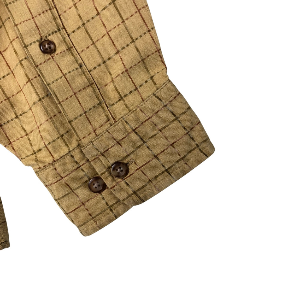 Brooks Brothers 346 Long Sleeve Button-Down Check Shirt, Men's Size L cotton ocher yellow type Vintage Second Hand