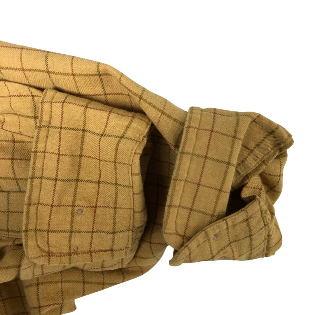 Brooks Brothers 346 Long Sleeve Button-Down Check Shirt, Men's Size L cotton ocher yellow type Vintage Second Hand