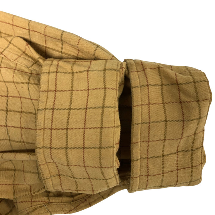 Brooks Brothers 346 Long Sleeve Button-Down Check Shirt, Men's Size L cotton ocher yellow type Vintage Second Hand