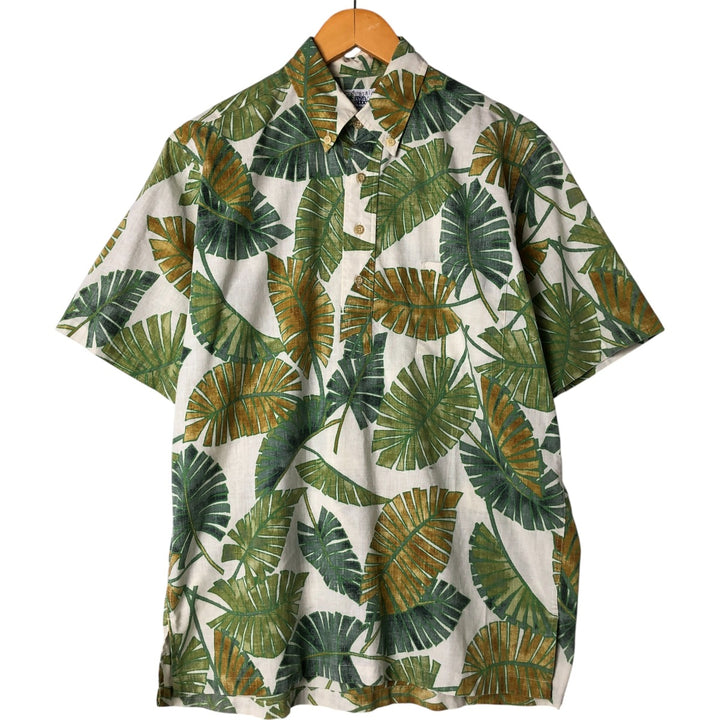 90'S Reyn Spooner Leaf Pattern Button-Down Hawaiian Aloha Shirt, Box Shirt, Men's Size L, Vintage unclear green type Vintage Second Hand
