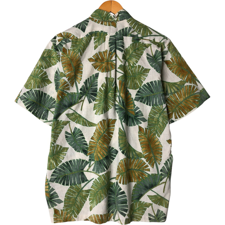 90'S Reyn Spooner Leaf Pattern Button-Down Hawaiian Aloha Shirt, Box Shirt, Men's Size L, Vintage unclear green type Vintage Second Hand
