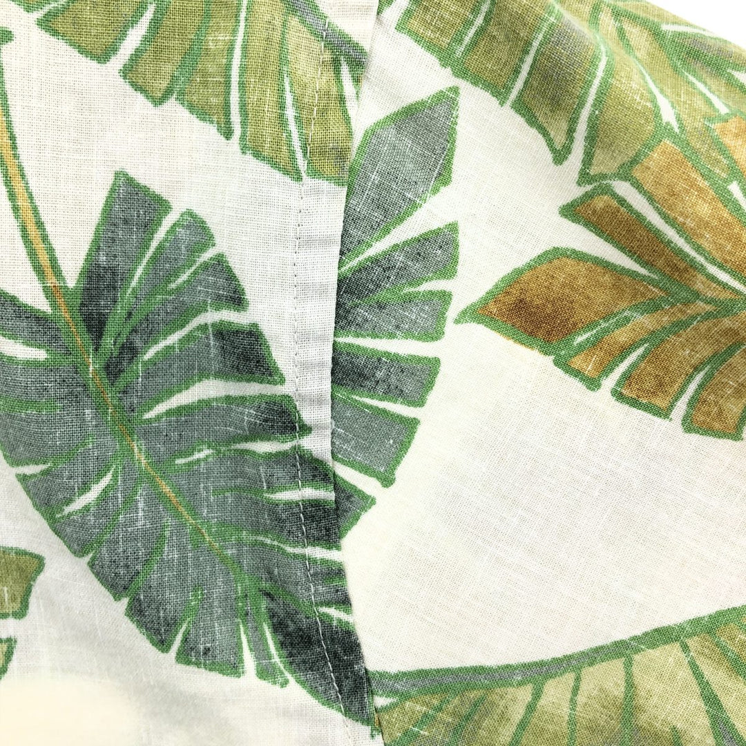 90'S Reyn Spooner Leaf Pattern Button-Down Hawaiian Aloha Shirt, Box Shirt, Men's Size L, Vintage unclear green type Vintage Second Hand