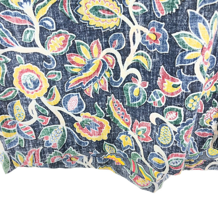 90'S Reyn Spooner Swimsuit Tag Bikini Tag All-over Botanical Pattern Pullover Button-down Hawaiian Aloha Shirt unclear navy blue type Vintage Second Hand