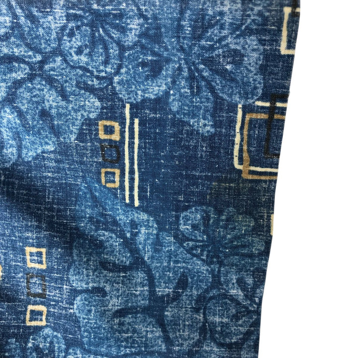 90'S Reyn Spooner Hibiscus Pattern Button-Down Hawaiian Aloha Shirt, Made in Hawaii, Men's M Size, Vintage cotton blue type Vintage Second Hand