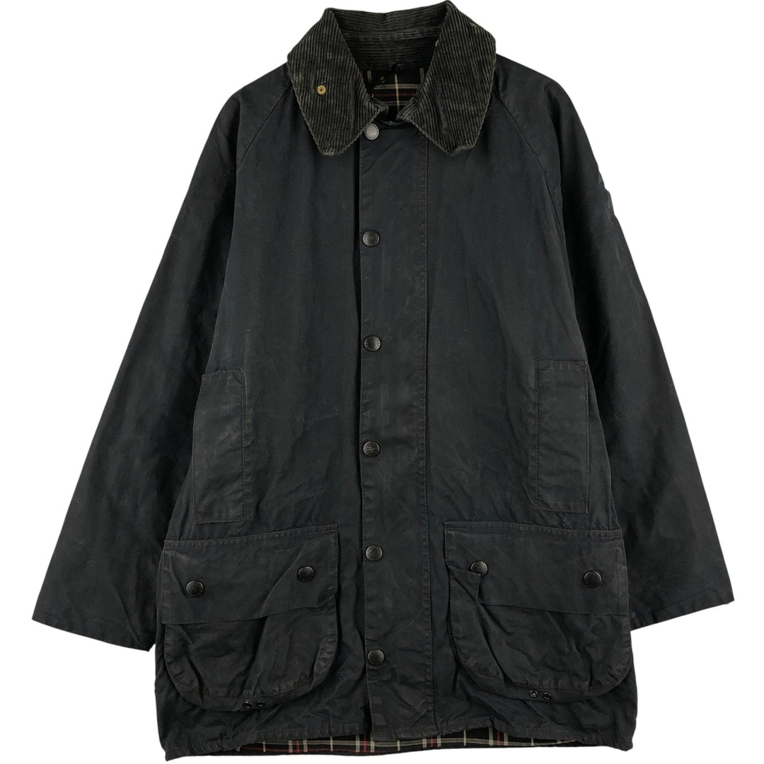 2000'S Barbour Beaufort 3 Warrant Oiled Hunting Jacket, Made in England, C38, Men's Size M cotton navy blue type Vintage Second Hand