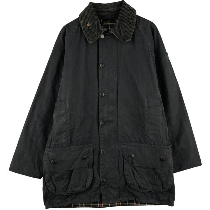 2000'S Barbour Beaufort 3 Warrant Oiled Hunting Jacket, Made in England, C38, Men's Size M cotton navy blue type Vintage Second Hand