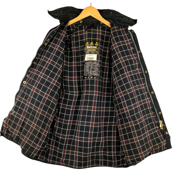 2000'S Barbour Beaufort 3 Warrant Oiled Hunting Jacket, Made in England, C38, Men's Size M cotton navy blue type Vintage Second Hand