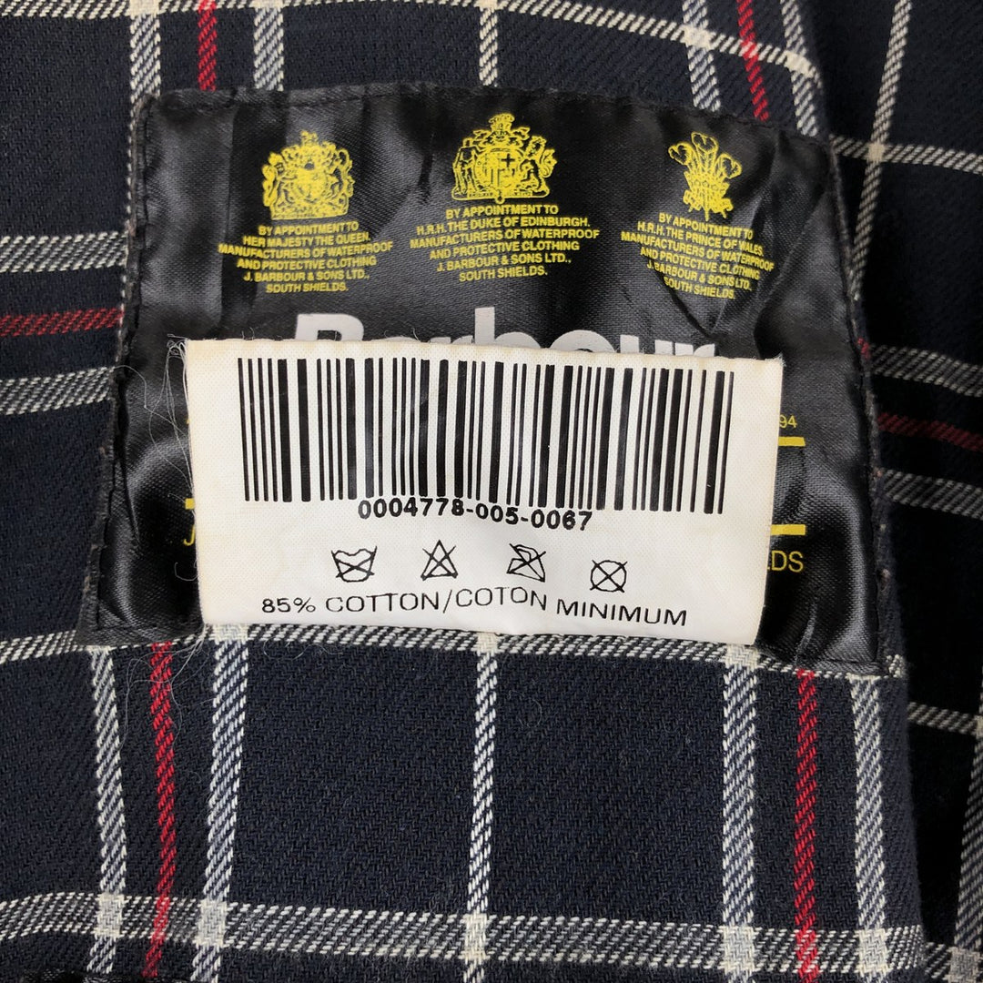 2000'S Barbour Beaufort 3 Warrant Oiled Hunting Jacket, Made in England, C38, Men's Size M cotton navy blue type Vintage Second Hand